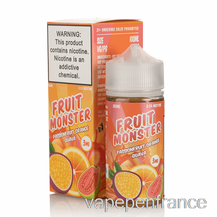 Goyave Orange Fruit De La Passion - Fruit Monster - Stylo Vape 100 Ml 3 Mg